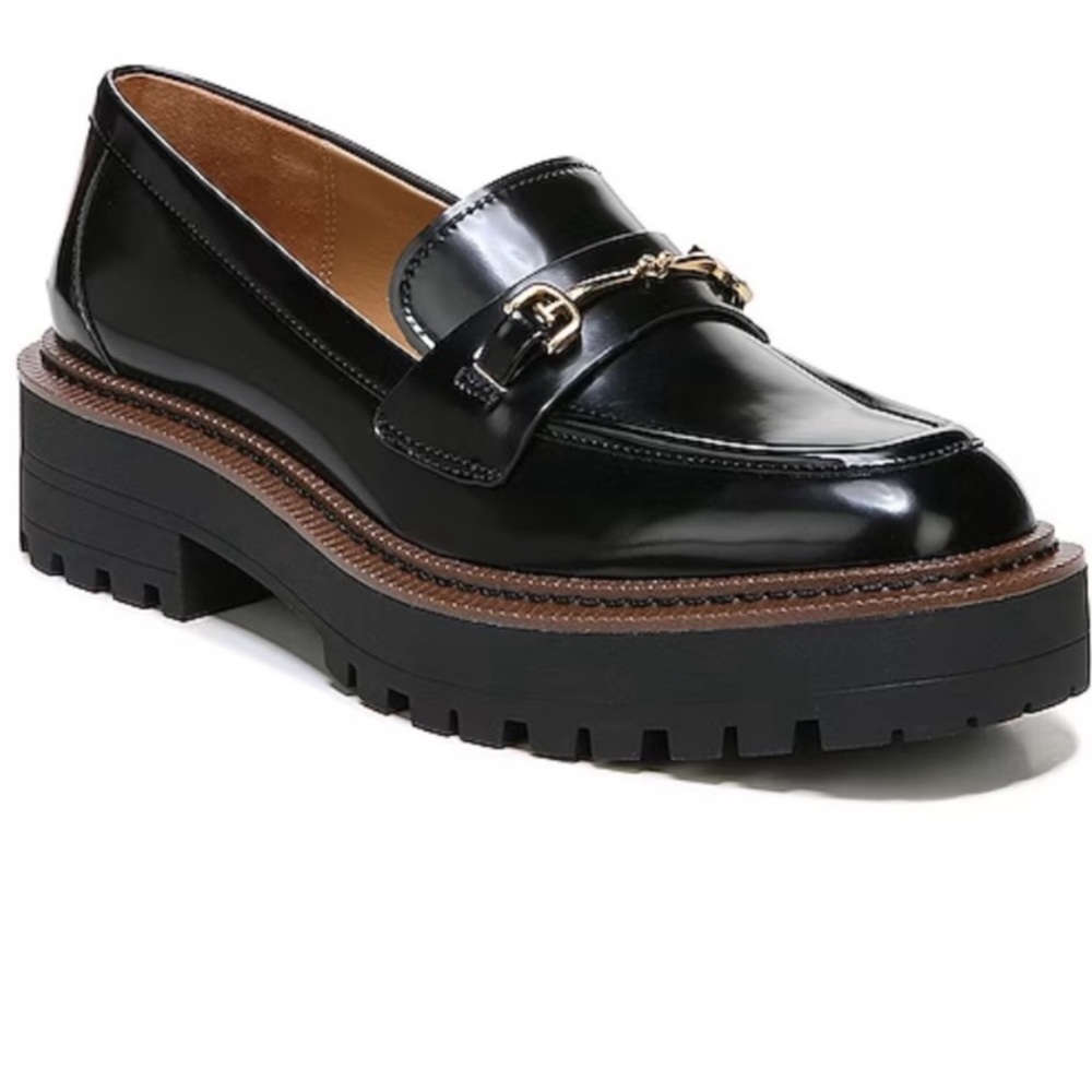 Sam Edelman Black Patent Platform Lug Sole Loafers size 8 never worn